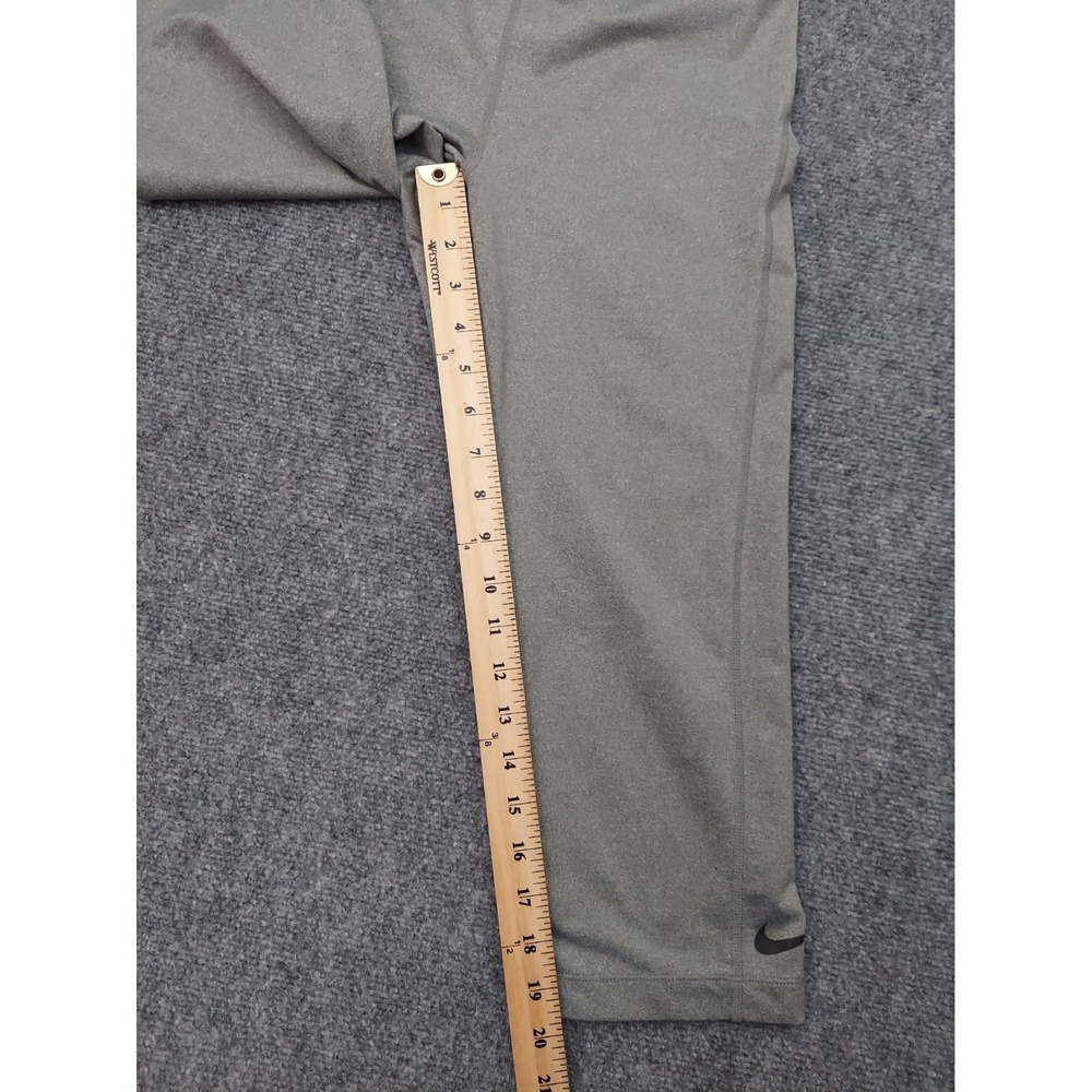 Nike Pro Cropped Leggings Womens Large Gray Running Gym Workout Swoosh - Picture 5 of 12